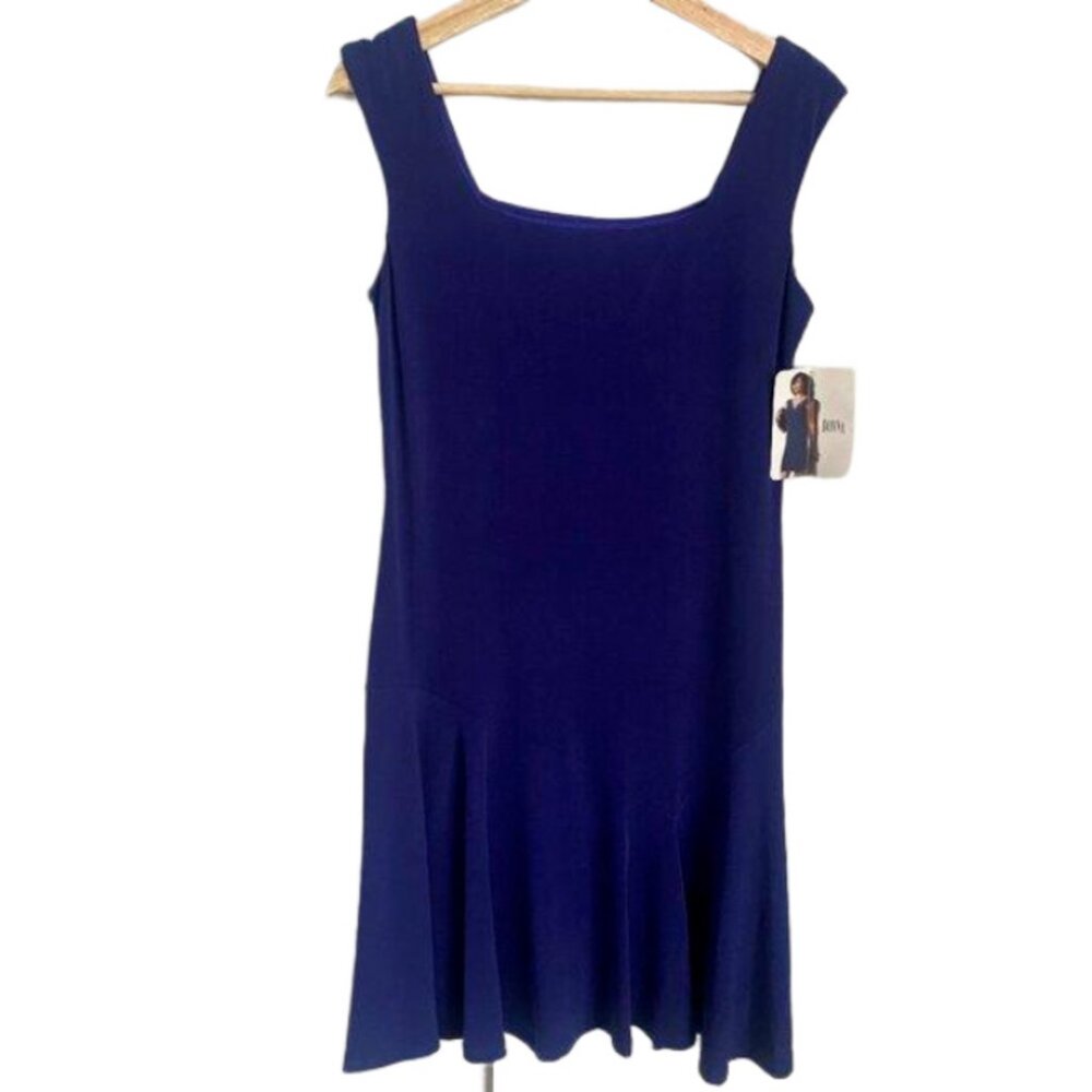 Donna Fashion Purple Sleeveless Drop Waisted Stretch Midi Lined Dress Size M